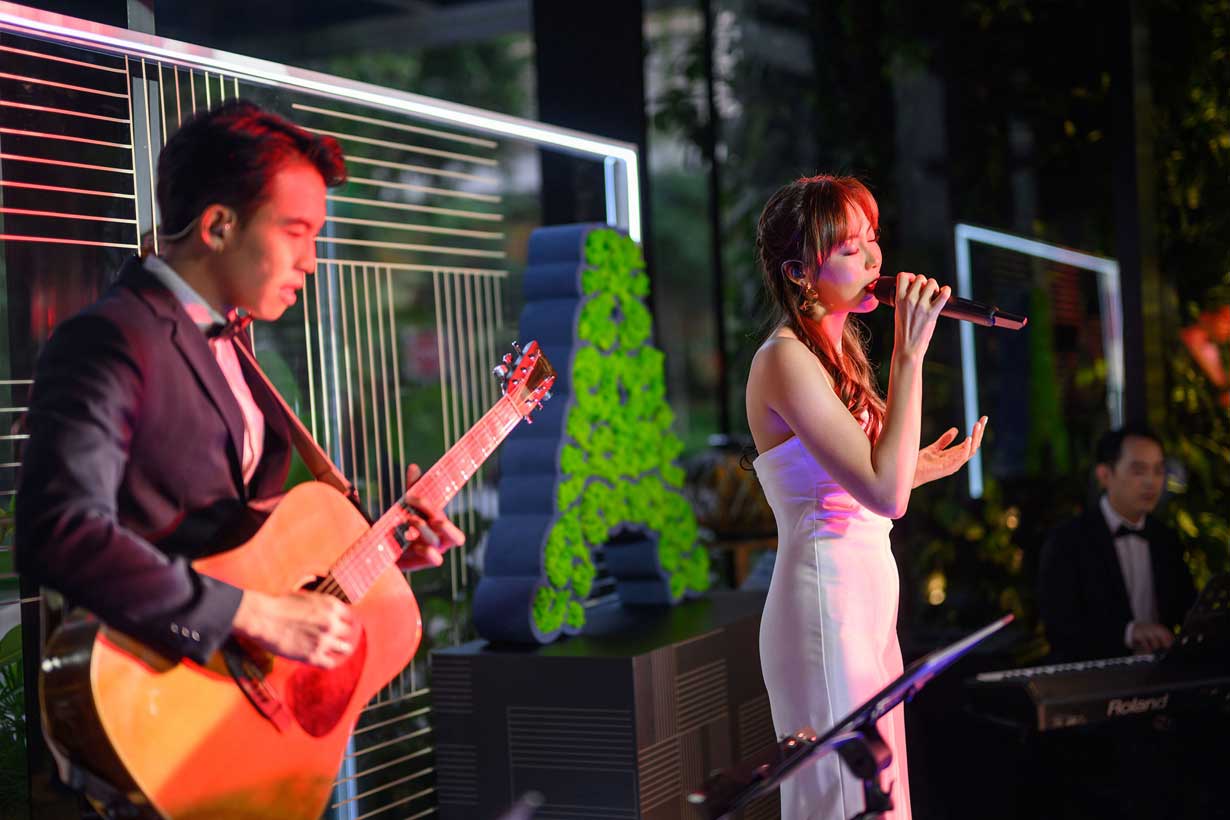 Singapore's home grown singers, Ms Olivia Ong performs at Artyzen Singapore grand opening musical soiree